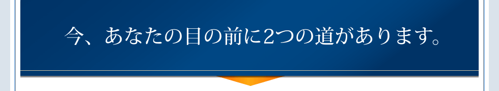 今、あなたの目の前に2つの道があります